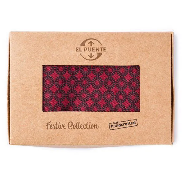El Puente El Puente Stoff-Taschentuch | Fair Trade & Handmade aus Indien, Blau,rot, – Produktbild 1 von 2