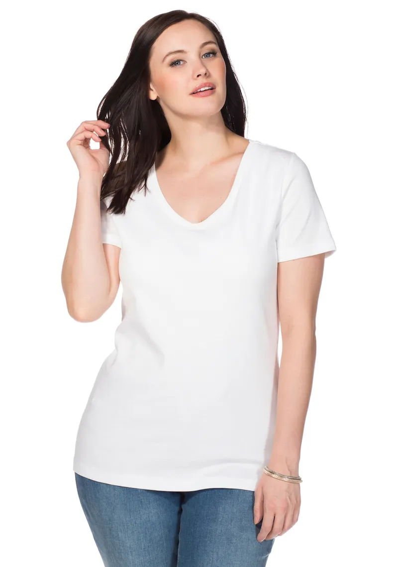 sheego T-Shirt weiß, Weiß, – Produktbild 2 von 3