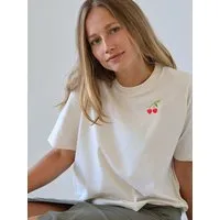 Kultgut Kultgut Luftig leichters Boxi Shirt - 100% Biobaumwolle /Cherry, Hellgelb, – Produktbild 1 von 1