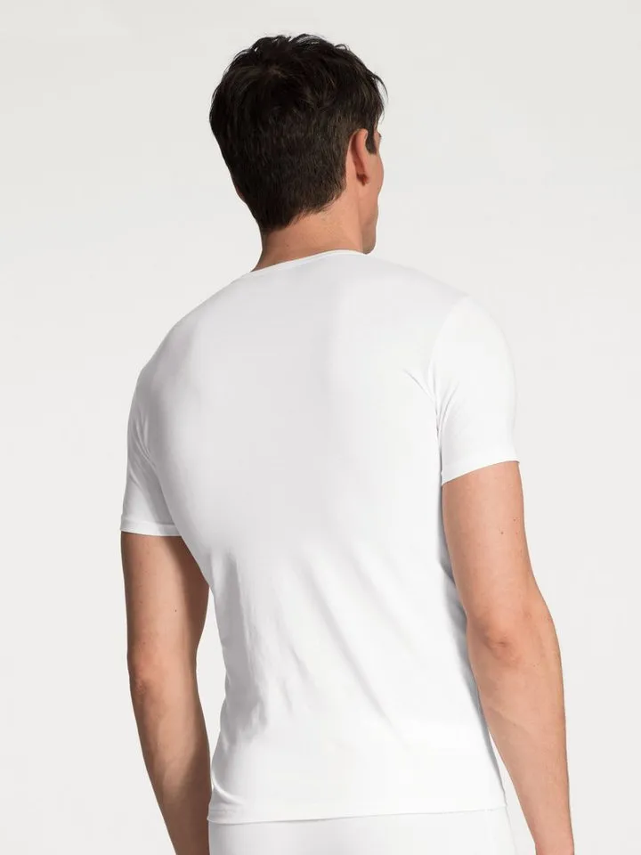 CALIDA CALIDA Rundhalsshirt Evolution schmale Passform, Kurzarm, weich, Single Jersey, elastisch, Weiß, – Produktbild 4 von 5
