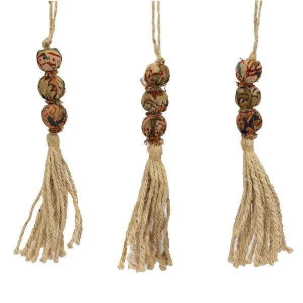 El Puente El Puente Deko-Anhänger "Kalamkari", 3er Set | Fair Trade & Handmade aus Indien, Gelb,rot,braun, – Produktbild 1 von 1