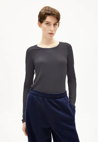 ARMEDANGELS ARMEDANGELS EINIAARA SOFT Damen Longsleeve aus Bio-Baumwolle, Dark steel, – Produktbild 1 von 4