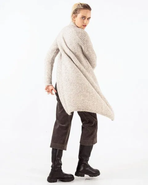 Alma & Lovis Alma & Lovis lange Strickjacke aus Alpaka und Bio-Baumwolle, Hellgrau, – Produktbild 4 von 4