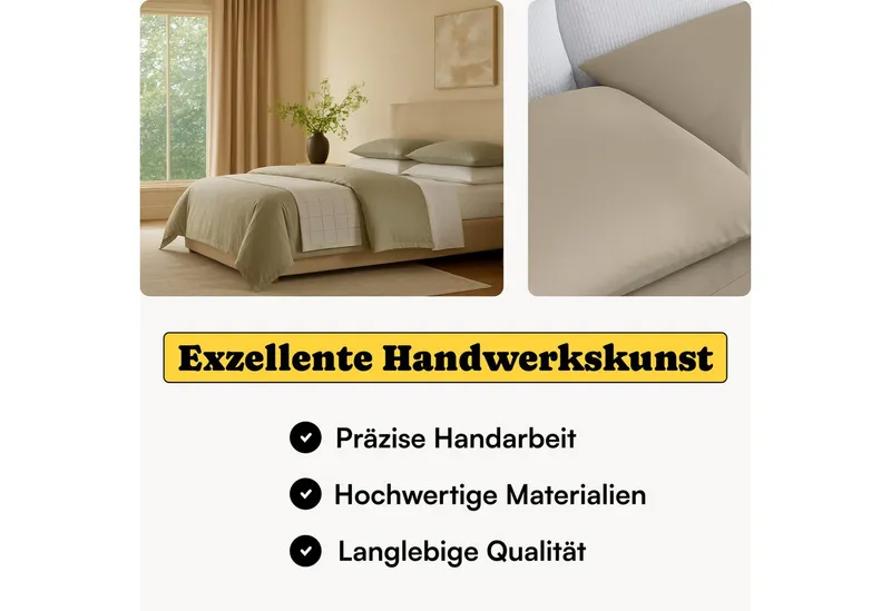 Seralino Bettwäsche Mako Satin Bettwäsche (100% Bio Baumwolle) mit Kissenbezug, 2 teilig, Fairtrade/ GOTS zertifiziert, uni Bettwäsche Set mit Reißverschluss, Braun, – Produktbild 2 von 5