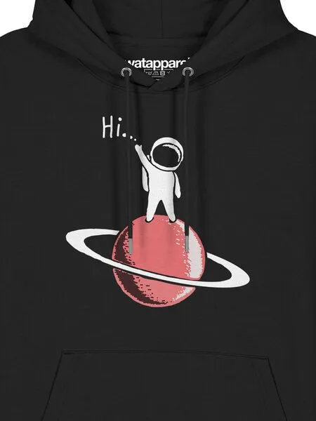 watapparel watapparel Hoodie Unisex Astronaut says Hi, Black, – Produktbild 3 von 4