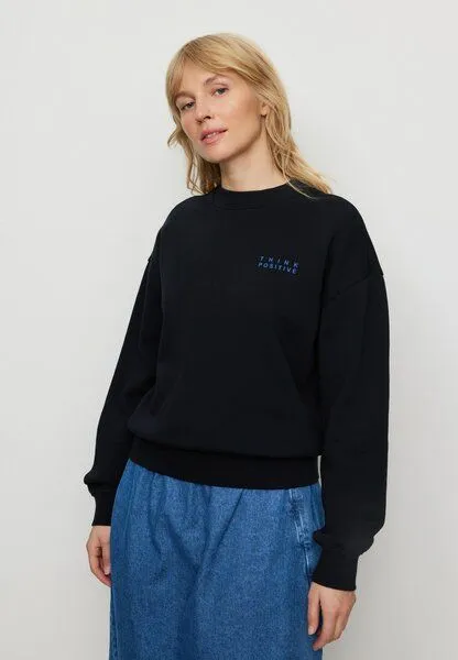 recolution Damen Sweatshirt aus Bio-Baumwolle - NERINE THINK POSITIVE - recolution, Black (schwarz), – Produktbild 3 von 4