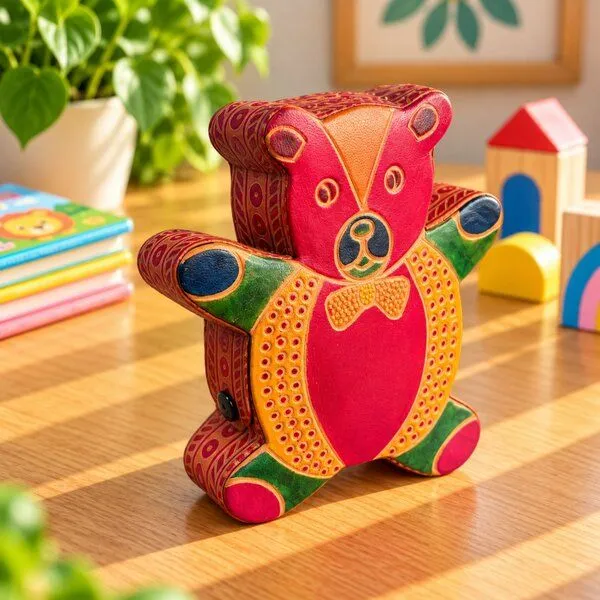 Janselo Teddybär Kinder-Spardose aus Shanti-Leder – Produktbild 3 von 4