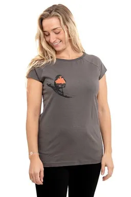 Hirschkind Hirschkind Fair-Trade-Frauenshirt mit Raglanärmeln "Rotkehlchen" - Made in Kenia - grau – Produktbild 1 von 1