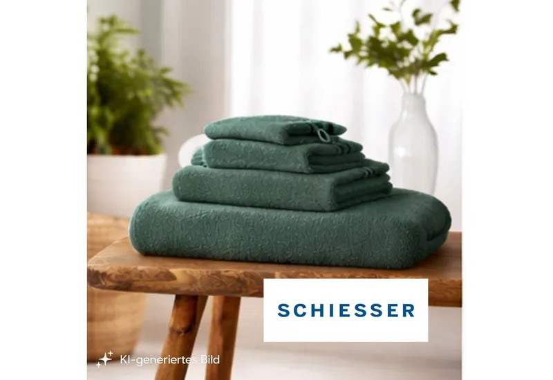 Schiesser Schiesser Waschhandschuh Skyline Color aus 100 % Baumwolle mit eleganter Streifenbordüre, (5-St), OEKO-TEX® MADE IN GREEN, Grün, – Produktbild 4 von 6