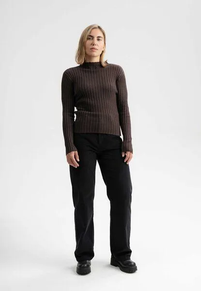 MELA MELA Strickpullover Style NAMARI aus 100% Bio-Baumwolle, Dunkelbraun, – Produktbild 3 von 4