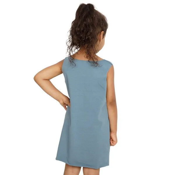 HANDGEDRUCKT HANDGEDRUCKT Meerjungfrau Kinderkleidchen, Taubenblau, – Produktbild 2 von 3