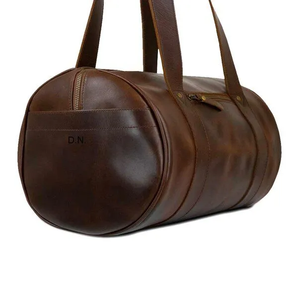 Buckle & Seam Buckle & Seam Leder Duffle Bag Chap, Braun / dots (braun-punkte), – Produktbild 3 von 4