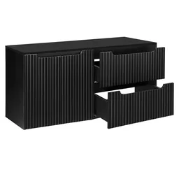 Lomadox Waschbeckenschrank NEWPORT-56-BLACK 120 cm Waschtisch-Unterschrank 40 cm tief schwarz 2 Türen 2 Auszüge – Produktbild 1 von 1