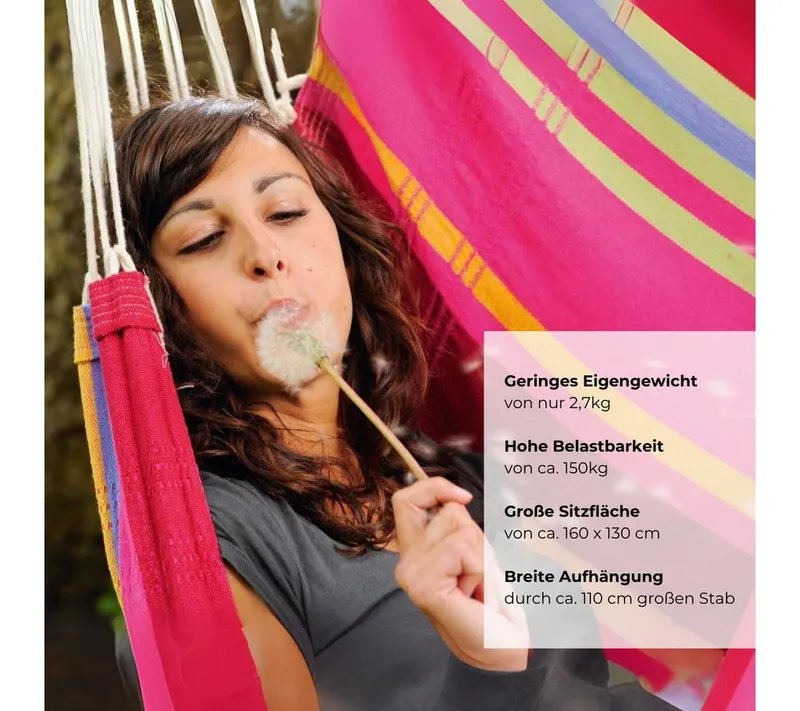 amazonas amazonas Hängesessel Brasil KingSize Hängestuhl (Belastbarkeit 150 kg, Handgefertigt, aus recycelten Materialien), Große Sitzfläche, Lila, – Produktbild 3 von 5