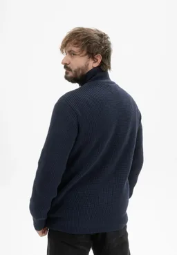 MELA MELA Herren vegan Strickjacke Rippe Taksh Navy – Produktbild 1 von 1
