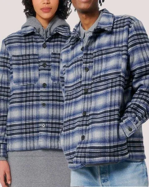 YTWOO YTWOO Overshirt im Karolook für Damen und Herren | Hemdjacke | Holzfällerjacke | aus recyceltem PET, Blau kariert, – Produktbild 1 von 4