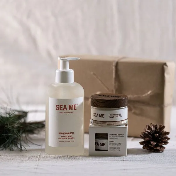 SEA ME SEA ME Veganes Gesichtsreinigungs-Duo: Mildes Reinigungsgel & Nachtpflege (in zerooo Mehrweg) – Produktbild 1 von 4