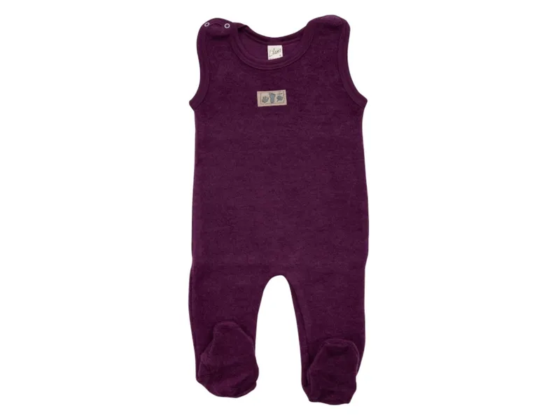 Lilano Lilano Baby Strampler mit Fuß Bio-Merinowolle Wollplüsch beere Gr.56, Lila, – Produktbild 1 von 2