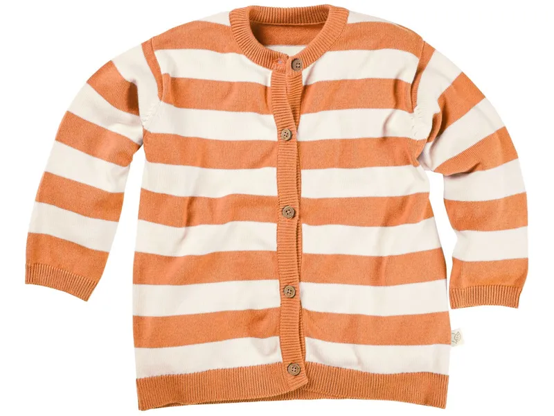 HANS NATUR Kinder Strickjacke Bio-Baumwolle ecru-orange Gr.122/128, Natur, orange, – Produktbild 1 von 1