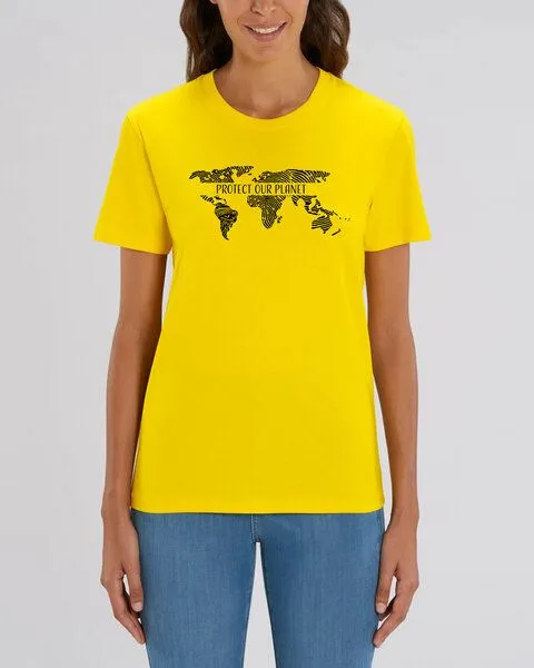 Human Family Human Family Bio Unisex Rundhals T-Shirt "Protect our Planet", Goldgelb, – Produktbild 2 von 2