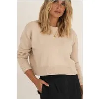 N z Näz Damen vegan Pullover Mit Rundhalsausschnitt Claudia Beige, Beige, – Produktbild 1 von 1