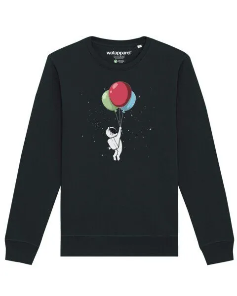 watapparel watapparel Sweatshirt Unisex Little Balloon Astronaut, Black, – Produktbild 1 von 3