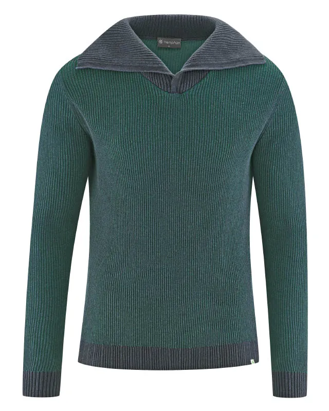 HempAge Hempage Herren vegan Pullover Elegant Troyer In Fichte Dunkel, Grün, – Produktbild 2 von 2