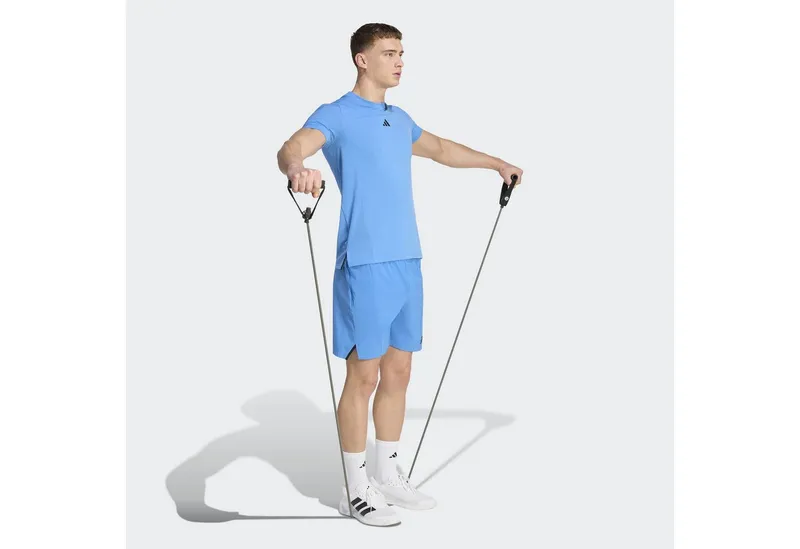 adidas Performance adidas Performance T-Shirt DESIGNED FOR TRAINING WORKOUT mit Rundhalsausschnitt, ohne Verschluss, sportlicher Stil, Blau, – Produktbild 4 von 4