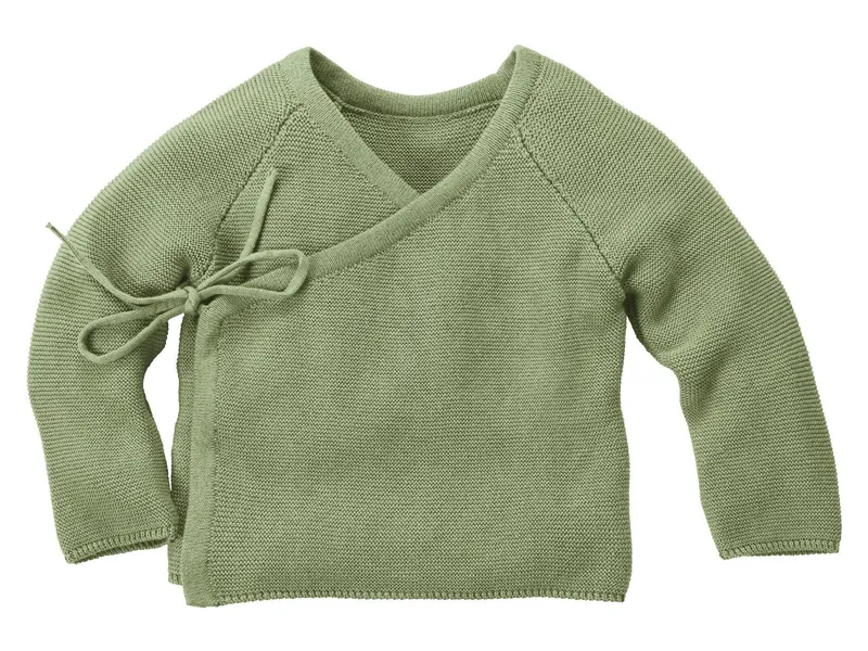 HANS NATUR Baby und Kinder Jacke zum Wickeln Strick-Qualität Bio-Baumwolle matcha Gr. 74/80, Grün, – Produktbild 1 von 2