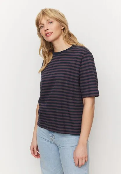 recolution recolution T-Shirt AZOLLA STRIPES, Dark grape, – Produktbild 2 von 4