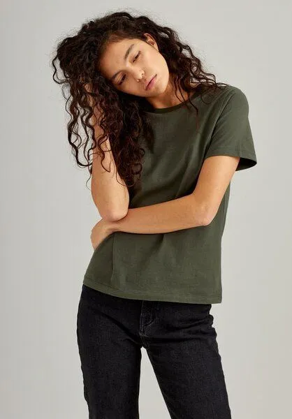 THOKKTHOKK ThokkThokk Damen T-Shirt TT85 unifarben aus Bio-Baumwolle, Moss (grün), – Produktbild 2 von 5