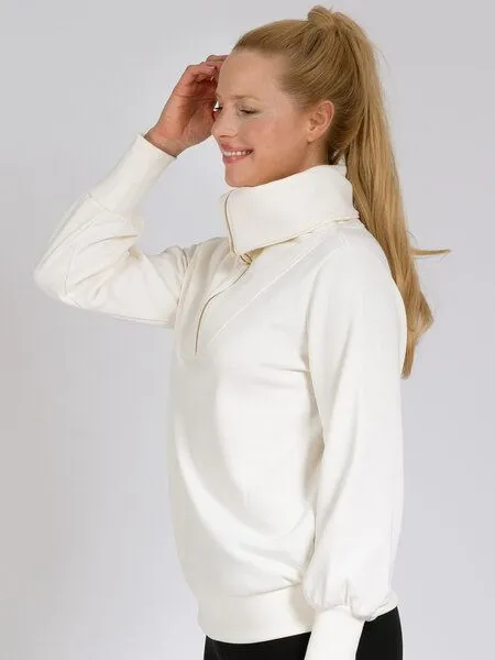 Magadi Magadi Damen Sweat-Troyer NORA aus Sweat-Stoff, mit Reißverschluss, Natur (off white), – Produktbild 4 von 4