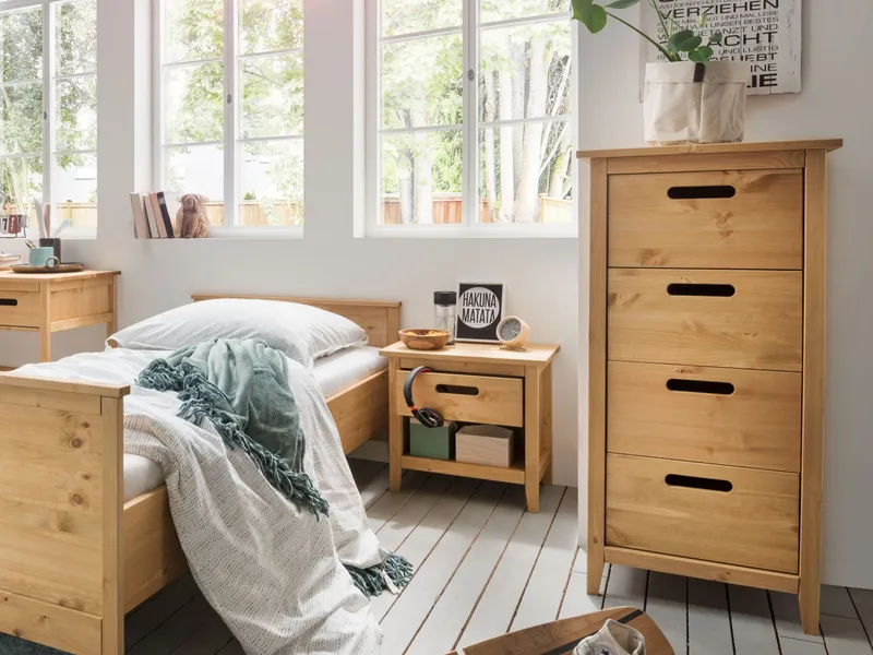 allnatura Kommode Lucena Variante 01 H115xB58xT40,5 cm, Natur, – Produktbild 2 von 2