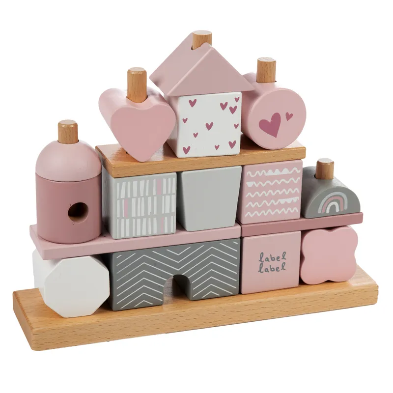 Label Label Stapelbares Holzblockhaus - Rosa, Rosa, – Produktbild 1 von 1