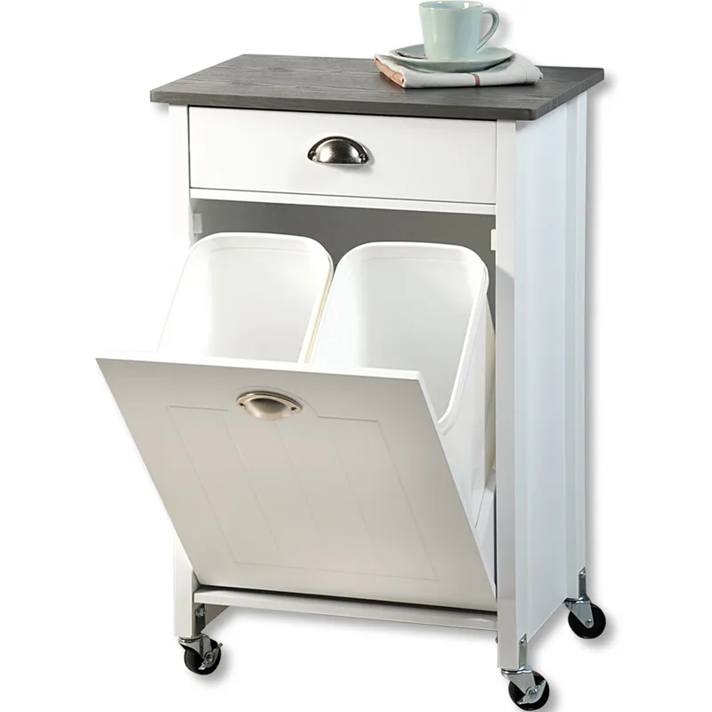 Kesper Küchenwagen mit Mülltrennsystem und Schublade, Weiss, – Produktbild 5 von 5
