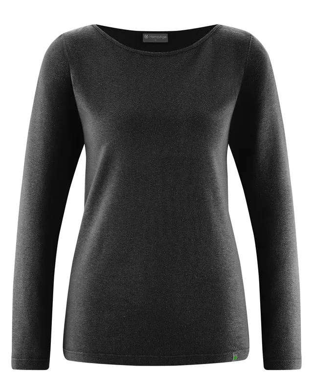 HempAge Hempage Damen vegan Schwarzes Langarm Oberteil, Schwarz, – Produktbild 2 von 4