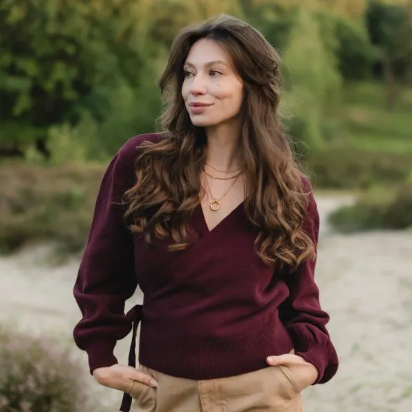 NORDLICHT NORDLICHT Wickelcardigan Mona, Cherry (rot), – Produktbild 1 von 4