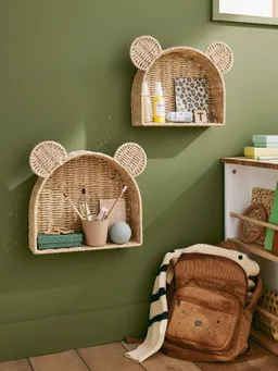 Vertbaudet 2er-Set Deko-Wandregale BÄR aus Papierkordel Kinderzimmer – Produktbild 1 von 1