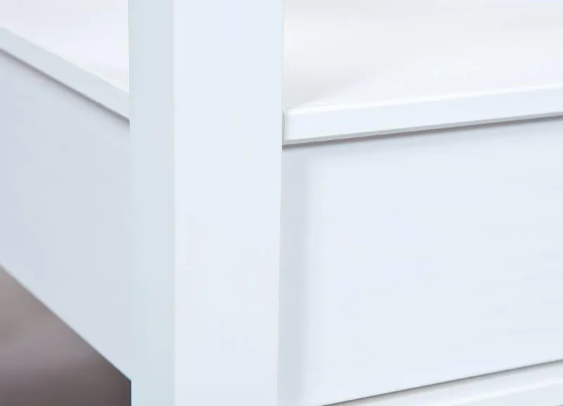 Inter Link Couchtisch Provence, Kiefer Massivholz, Glasplatte & Schublade, Landhausstil, Wohnzimmertisch, Sofatisch, Stauraum, BxTxH: 115 x 60 x 45 cm, Weiß, – Produktbild 4 von 5