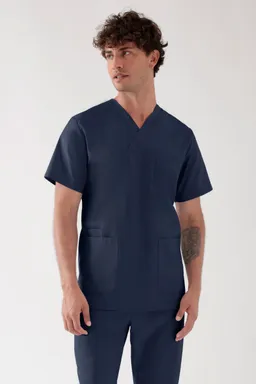 TENCEL™ Schlupfkasack Herren - V-Ausschnitt, navy - Berufsbekleidung.de – Produktbild 1 von 1