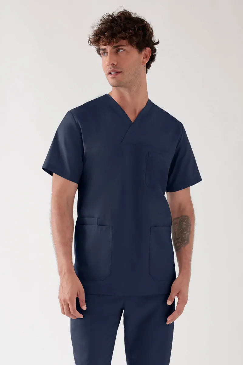 TENCEL™ Schlupfkasack Herren - V-Ausschnitt, navy - Berufsbekleidung.de, Navy, – Produktbild 1 von 1