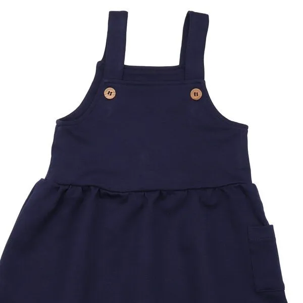 Walkiddy Kinder Latzkleid GOTS zertifiziert, Bio-Baumwolle, navy, weich & elastisch, bequem, Alltag – Walkiddy, Blau, – Produktbild 2 von 2