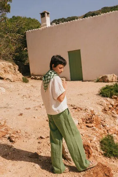 AmourLinen AmourLinen Barbora gerade Leinenhose, Matcha grün, – Produktbild 4 von 4