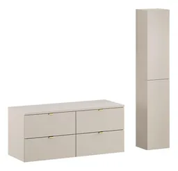 Lomadox Badmöbel-Set DURANGO-56, (Spar-Set, 2-St., Doppel-Waschtischunterschrank Hochschrank), Unterschrank 120cm breit, kaschmir, versch. Griffvarianten – Produktbild 1 von 1