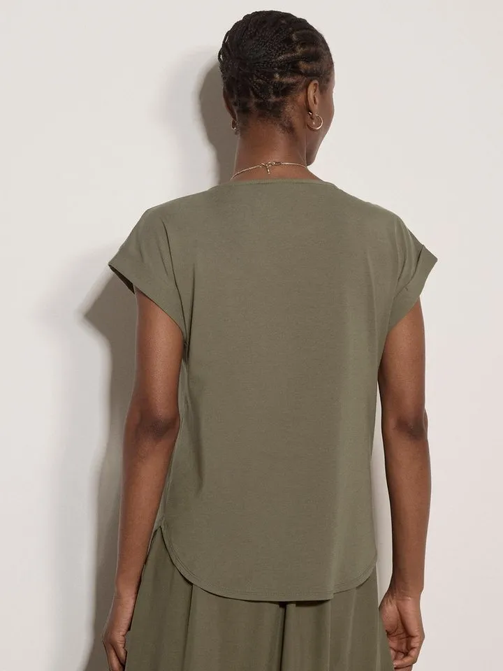 Apricot Apricot T-Shirt Jersey-T-Shirt (1-tlg) mit Krempelärmeln, Grün, – Produktbild 2 von 4