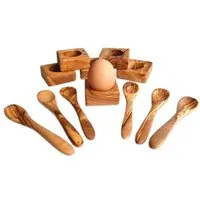 Olivenholz erleben Olivenholz erleben 6er Set Eierbecher Troué inkl. 6 Eierlöffel – Produktbild 1 von 1