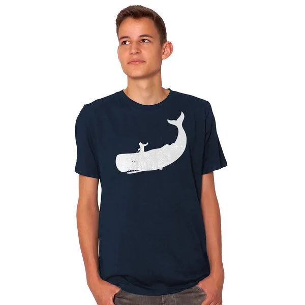 HANDGEDRUCKT HANDGEDRUCKT RESTPOSTEN "Cowboy und Wal" Männer T-Shirt, Navyblue, – Produktbild 1 von 2