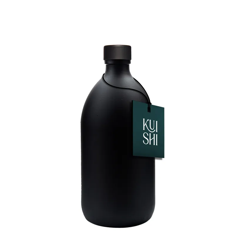 Schwarze Glasflasche mit Deckel – Produktbild 2 von 2