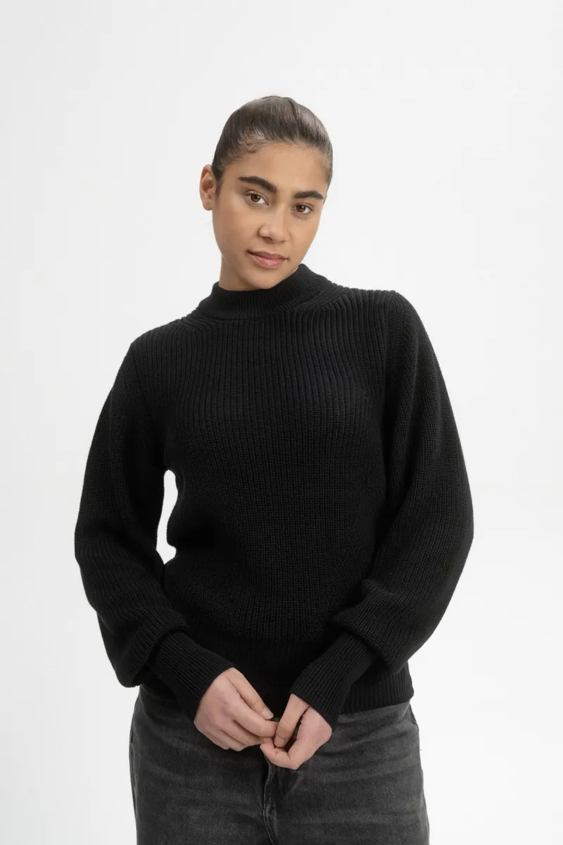 MELA MELA Damen vegan Strickpullover Riya Schwarz, Schwarz, – Produktbild 2 von 2