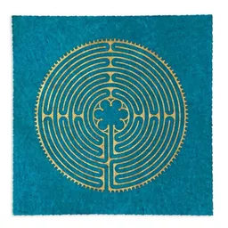 Veskor Cassiopeia Veskor Cassiopeia LABYRINTH VON CHARTRES der Kathedrale Notre-Dame Linoldruck | 22 × 22 cm | Cyan-Blau – Produktbild 1 von 1
